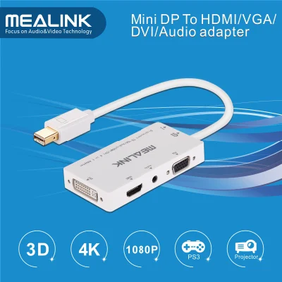 Mini Displayport Dp a HDMI/DVI/VGA/Cable adaptador de audio estéreo