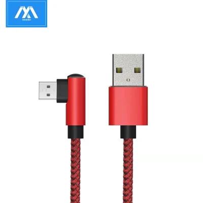 Cable Micro USB de nailon de 90 grados 2.4A carga rápida QC 3,0/2,0 Cable de ángulo recto V8 para juegos móviles