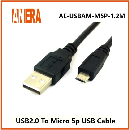 Cable de carga de datos USB 2.0 estándar de Anera USB 2.0 un cable portátil macho a micro USB