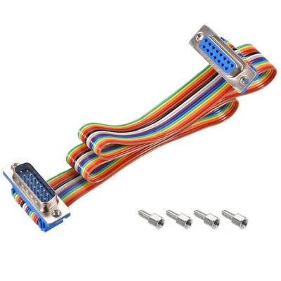 IDC Rainbow Wire Flat Ribbon Cable dB15 Macho a dB15 Hembra Conector 2.54mm Paso 19.7inch