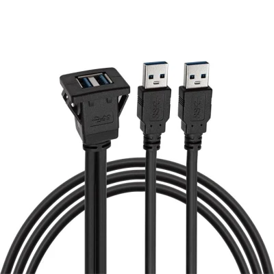 Square Dual USB3.0 un cable de extensión de montaje empotrado de panel macho a hembra con hebilla