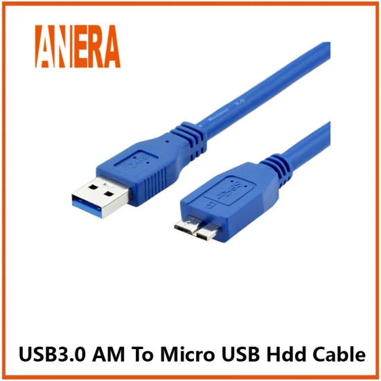 Anera Cable de datos de alta velocidad de 5 gbps USB 3.0 Tipo a Cable macho a Micro B macho para controlador de disco duro 0,5 m